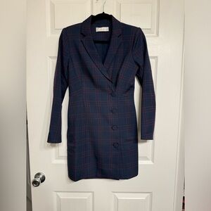 Adelyn Rae navy plaid blazer dress